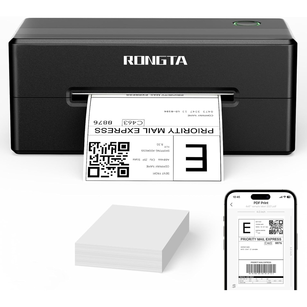 image:imageRongta 4x6 Bluetooth Thermal Shipping Label Printer Wireless Shipping Label Maker for Amazon FBA Shopify FedEx Compatible with WindowsMacAndroidiOS BlackBlack