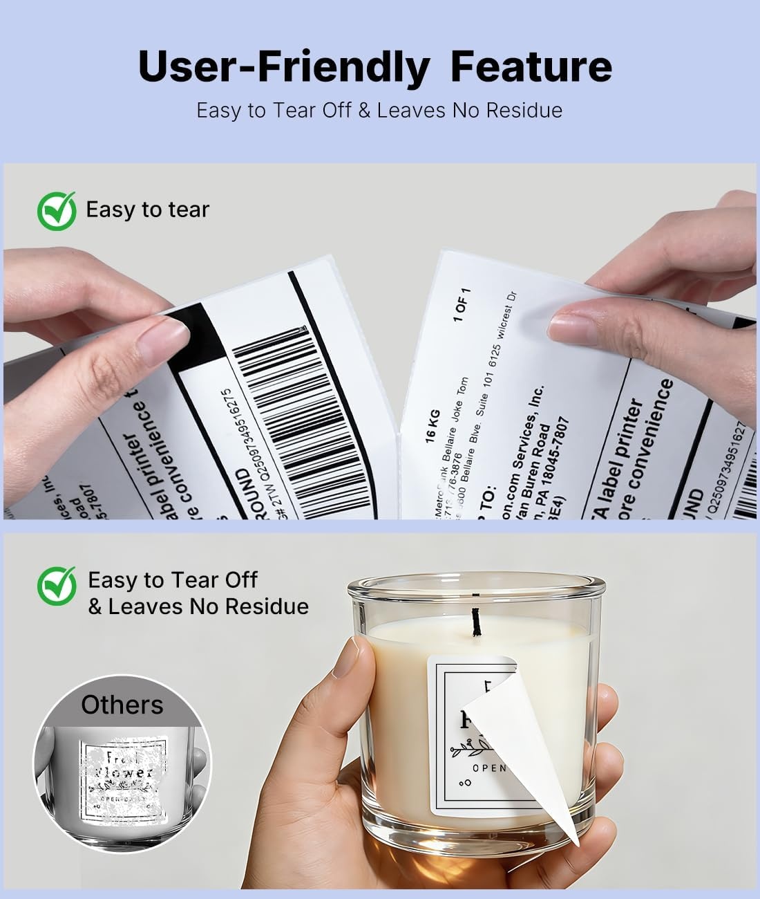 image:imageRONGTA 4x6 Thermal Labels Fanfold Shipping Label Compatible with Thermal PrintersClear PrintingPermanent Adhesive500 Sheets per Stack White 4x6 1 Stacks 500 LabelsWhite