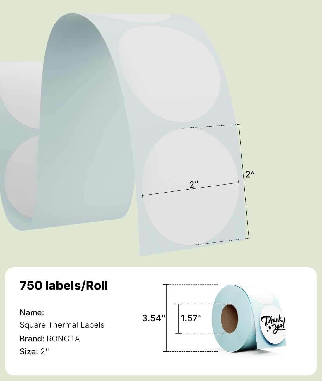 image:imageRongta 3Proof Direct Thermal Shipping Labels4x6 Permanent Adhesive Clear Printing Commercial Grade 1000pcs 2x1 inch Thermal LabelsXB3L3XB3L2