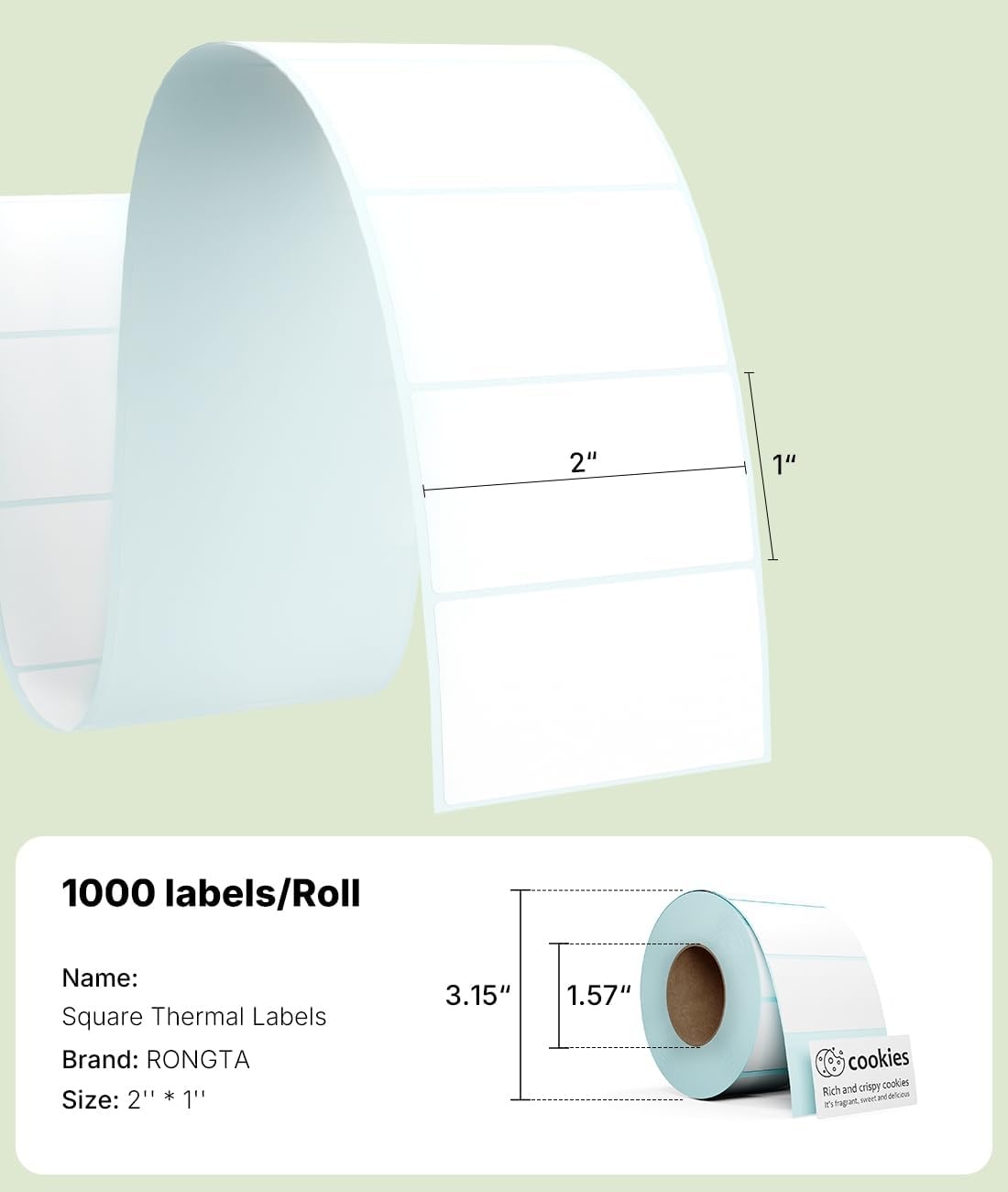 image:imageRongta 3Proof Direct Thermal Shipping Labels4x6 Permanent Adhesive Clear Printing Commercial Grade 1000pcs 2x1 inch Thermal LabelsXB3L3XB3L3