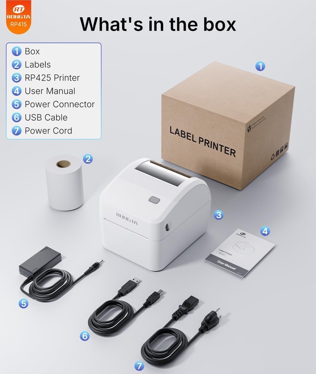 image:imageRongta Bluetooth Shipping Label Printer RP415 Wireless 4x6 Thermal Label Printer for Shipping Packages Small Business Home Office Compatible with Amazon Etsy USPS Shopify