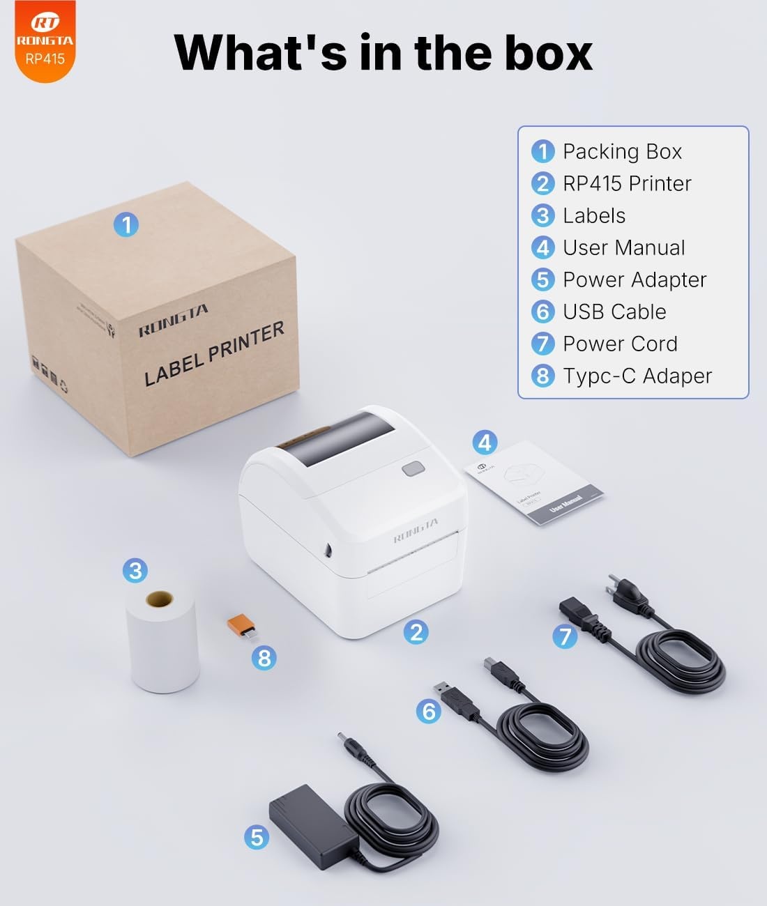 image:imageRongta Bluetooth Thermal Shipping Label Printer Wireless 4x6 Label Sticker Printer for Shipping Packages Support Android iPhone Widely Used for Amazon Ebay Shopify Etsy UPS White