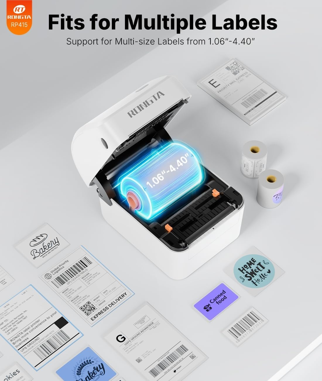 image:imageRongta Bluetooth Thermal Shipping Label Printer Wireless 4x6 Label Sticker Printer for Shipping Packages Support Android iPhone Widely Used for Amazon Ebay Shopify Etsy UPS White