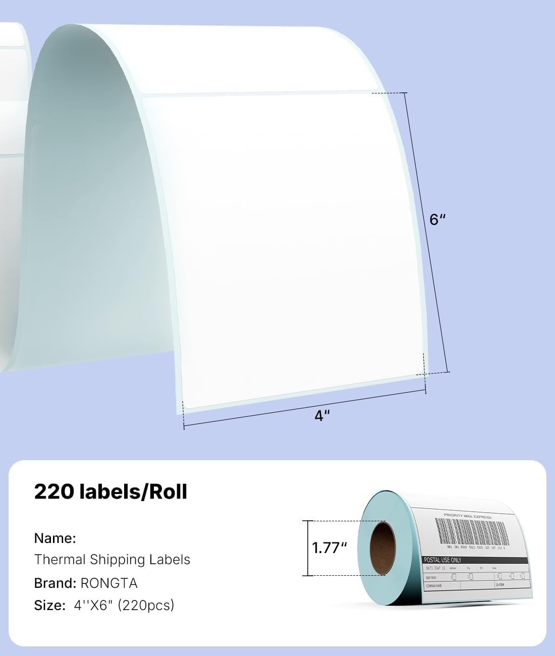 image:imageRongta Bluetooth Thermal Shipping Label Printer with 4x6 Thermal Labels Fanfold Shipping Label 220 Sheets