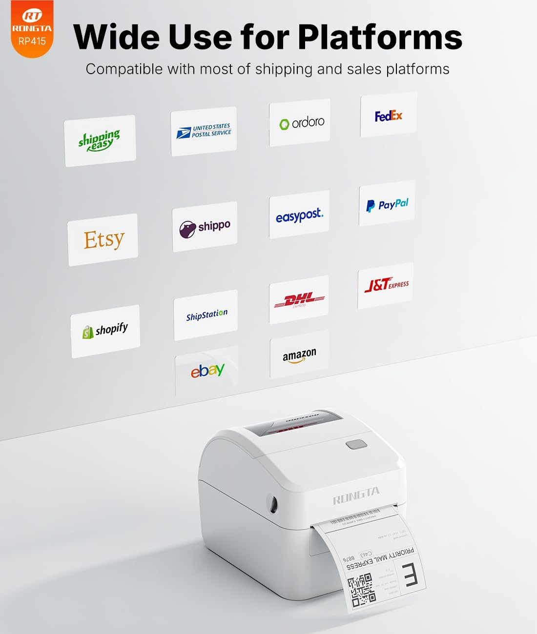 image:imageRongta Bluetooth Thermal Shipping Label Printer with 4x6 Thermal Labels Fanfold Shipping Label 220 Sheets