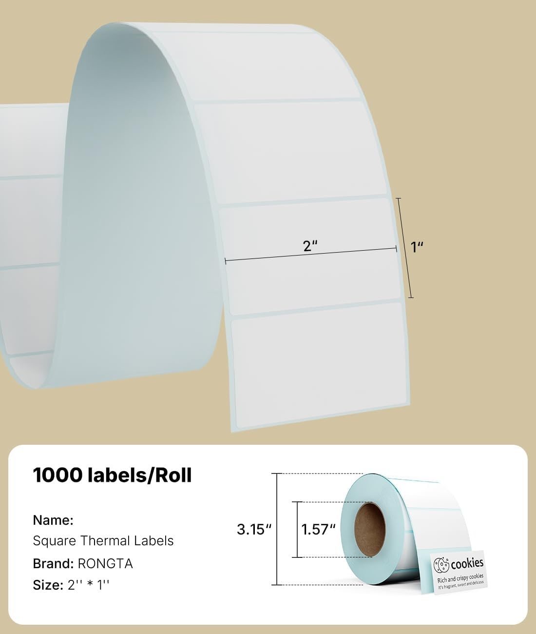 image:imageRongta RP415 Pink Label Printer1000 Pcs 2 1in Adhesive Labels