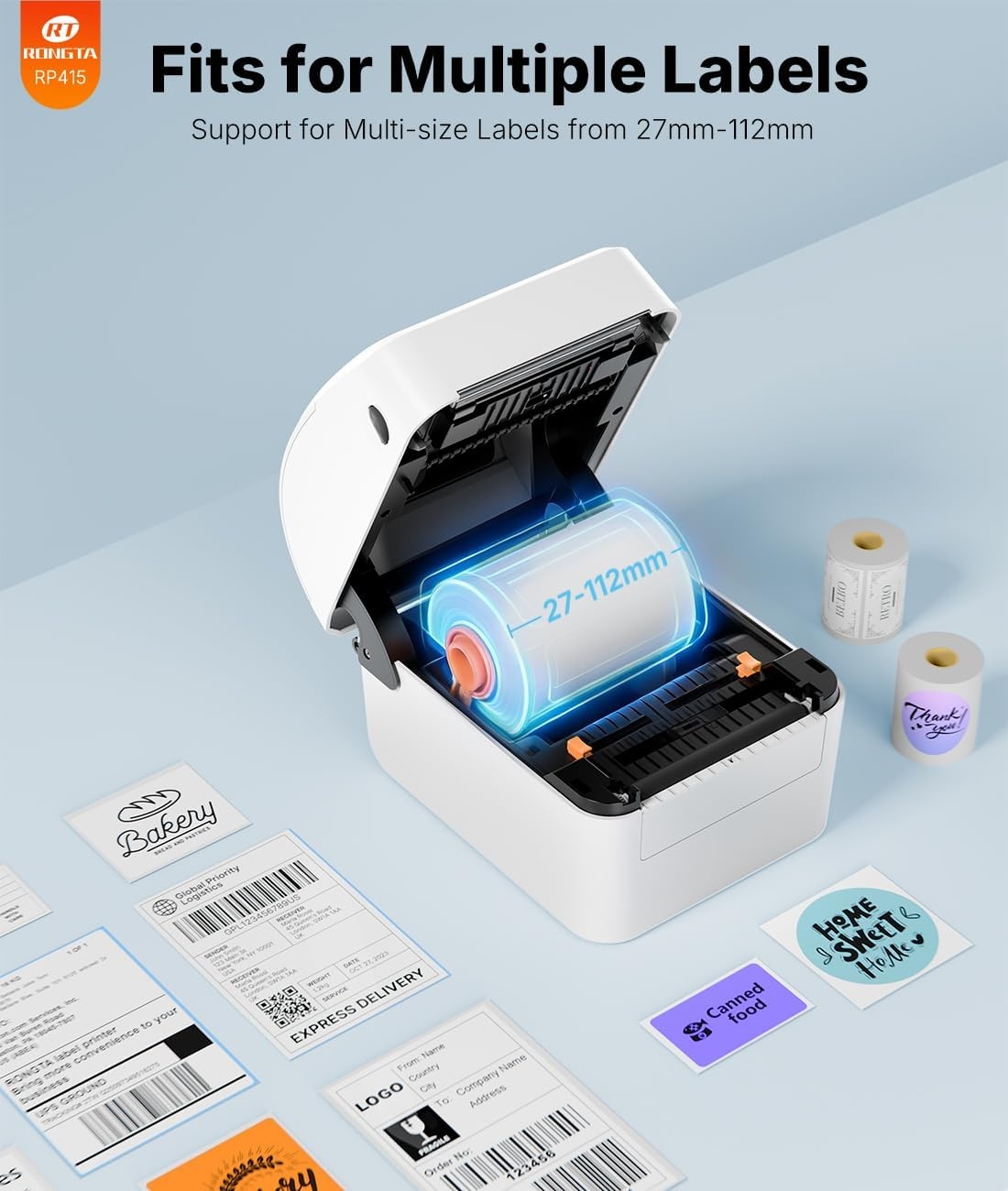 image:imageRongta RP415 Thermal Label Printer with 2 x 2 Thermal Labels