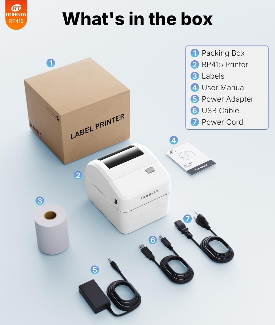 image:imageRongta RP415 Thermal Label Printer with Round 2 Thermal Labels