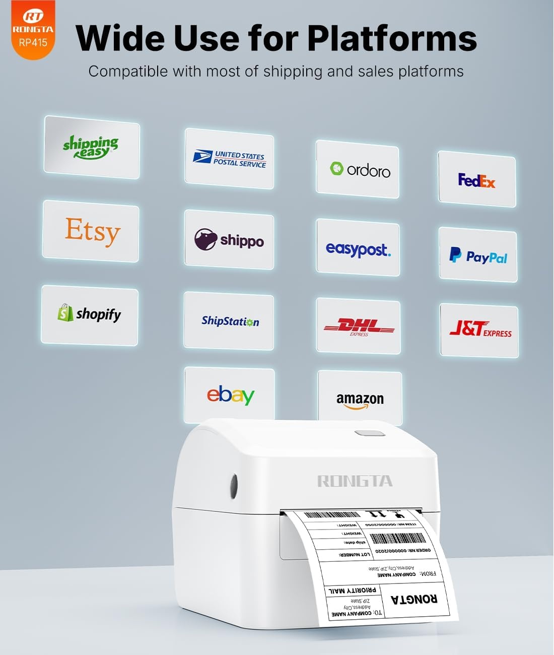 image:imageRongta RP415 Thermal Label Printer with Round 2 Thermal Labels