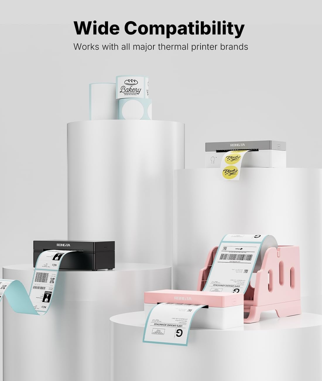 image:imageRongta Thermal Direct Shipping Labels 4x6 Adhesive Labels for Thermal Printer 500 Sheets1 Rolls Commercial Grade500 Labels