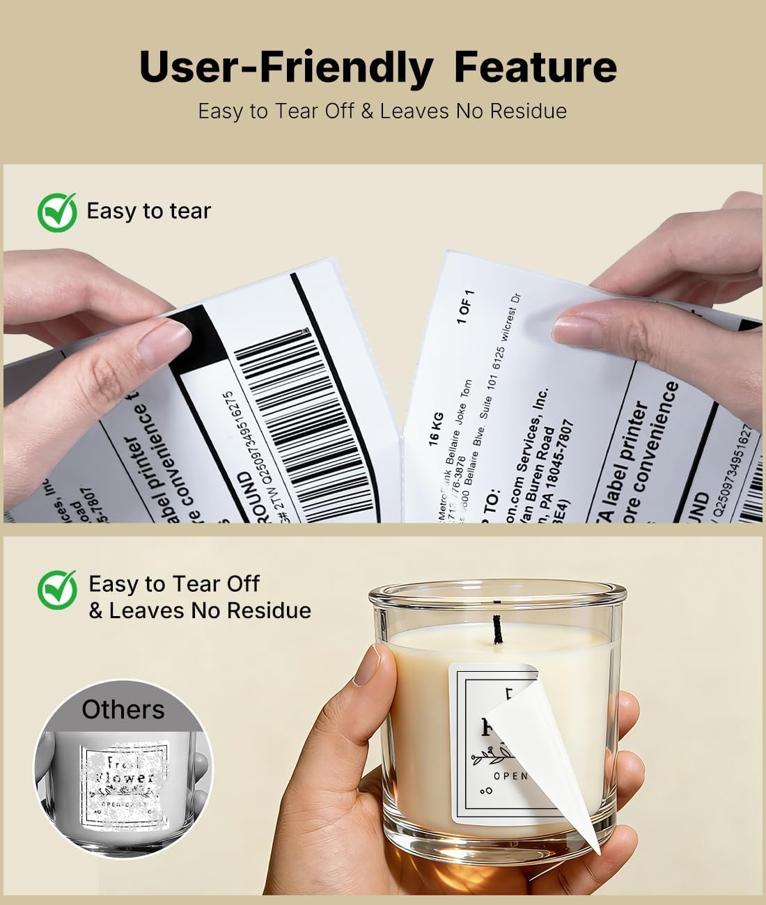image:imageRongta Thermal Direct Shipping Labels 4x6 Adhesive Labels for Thermal Printer 500 Sheets1 Rolls Commercial Grade500 Labels