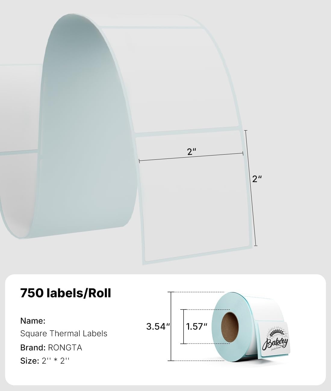 image:imageRound 2 Thermal Labels Direct Thermal LabelRoll of 750 Thermal Labels Waterproof OilProof Sticker for Home Office Small Business LabelingWhite 750 LabelsRoll22 750 LabelsRoll