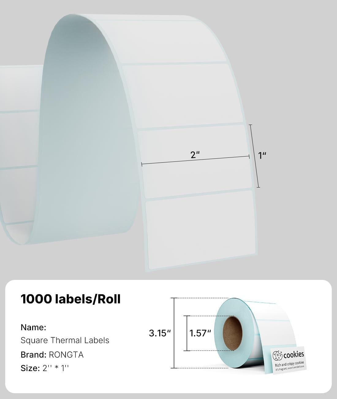 image:imageRound 2 Thermal Labels Direct Thermal LabelRoll of 750 Thermal Labels Waterproof OilProof Sticker for Home Office Small Business LabelingWhite 750 LabelsRoll21