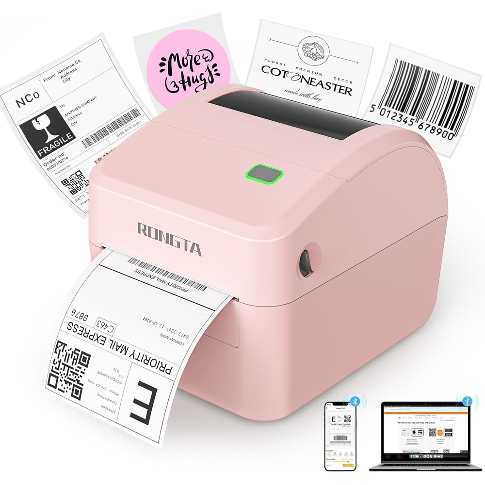 image:imageRongta 4x6 Bluetooth Shipping Label Printer Thermal Label Printer for Shipping Packages Small Business Home Office Compatible with Amazon Tiktok Etsy USPS Commercial Grade Pink