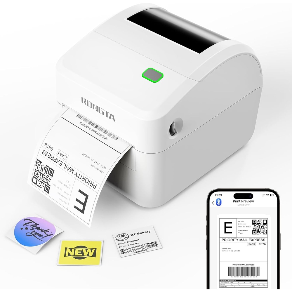 image:imageRongta Bluetooth Thermal Shipping Label Printer Wireless 4x6 Label Sticker Printer for Shipping Packages Support Android iPhone Widely Used for Amazon Ebay Shopify Etsy UPS White