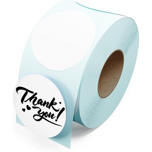 image:imageRound 2 Thermal Labels Direct Thermal LabelRoll of 750 Thermal Labels Waterproof OilProof Sticker for Home Office Small Business LabelingWhite 750 LabelsRollRound  2 750 LabelsRoll