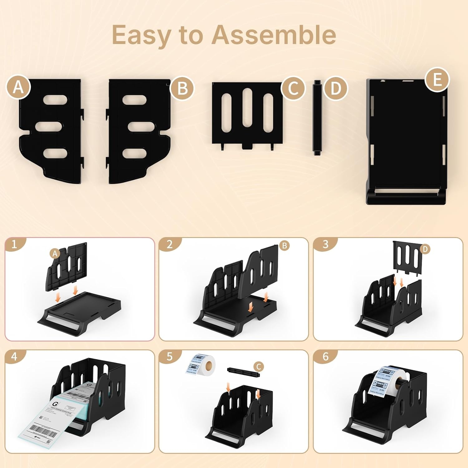 image:imageRongta Label Holder for 4x6 Thermal Printers Thermal Stickers Holder for Desktop Thermal Printer Label Dispenser Supplies for Office Home for Small Business Black
