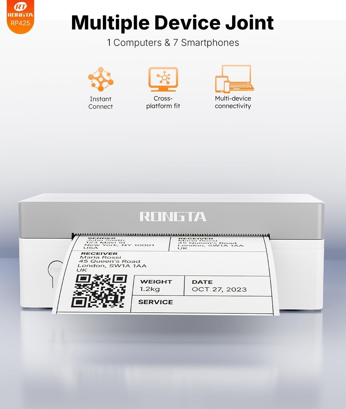 image:imageRongta RP425 Grey Label Printer220 PCS 4 6 LabelsWhite Label Holder
