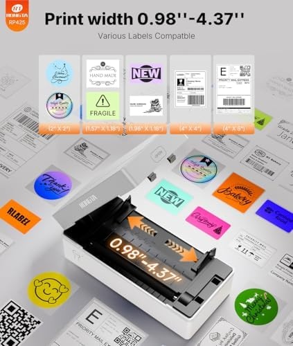 image:imageRongta RP425 Grey Label Printer750 PCS LabelsPink Label Holder