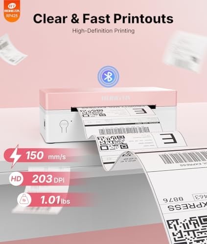 image:imageRongta RP425 Pink Label Printer750 PCS LabelsPink Label Holder