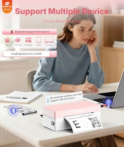 image:imageRongta RP425 Pink Label Printer750 PCS LabelsPink Label Holder