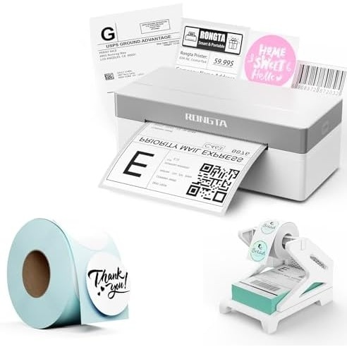 image:imageRongta RP425 Grey Label Printer750 PCS LabelsPink Label Holder