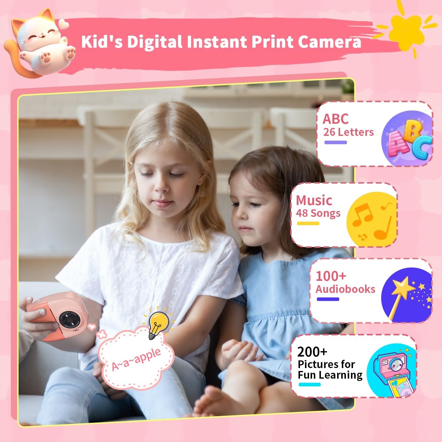 image:imageRongta Kids Camera Instant Print 1080P Kids Instant Cameras that Print Photos Christmas Birthday Gifts for Girls Age 312 Video Camera Portable Toy for 3 4 5 6 7 8 9 10 Year Old Kids GirlsPink
